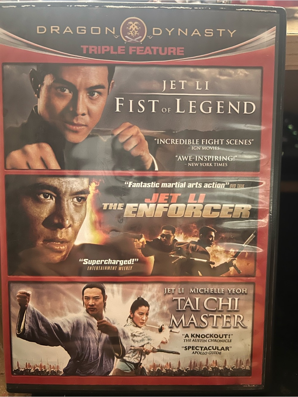 Triple Features like 👍 Fist of Legend, The Enforcer and Tai Chi Master by Jet Li